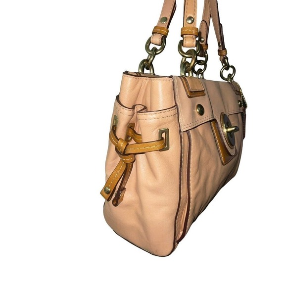 Coach Penelope Beige Leather Turn-lock Carryall Satchel Bag F16531 - Picture 3 of 16